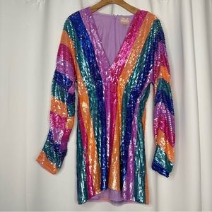 Show Me Your Mumu Kidman Rainbow Sequin Mini Dress size M